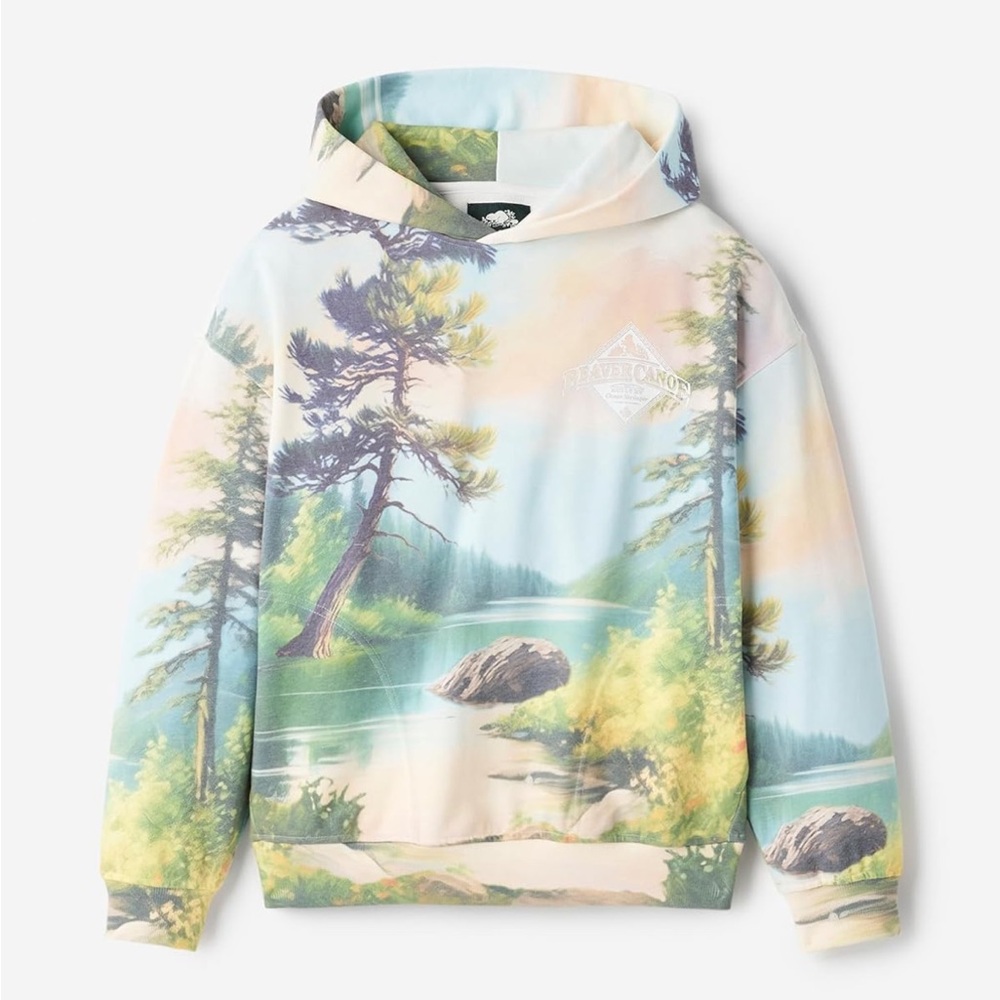 Scenic Pastel Crewneck Hoodie - Beaver Canoe- Pastel Multi